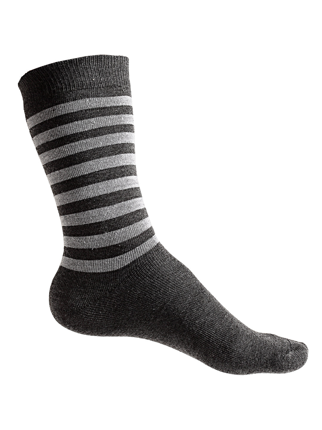 Texlon Men's Woolen Calf Length Striped Thick Winter Wear Socks (Multicolor, Free Size) - Pack of 5 Pairs