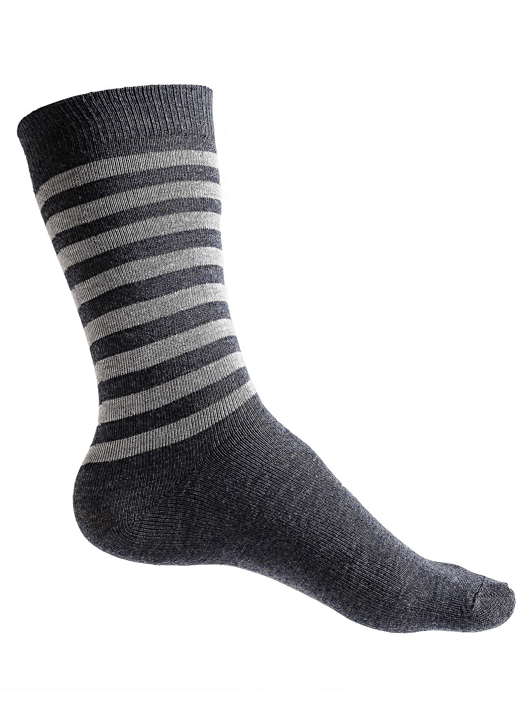Texlon Men's Woolen Calf Length Striped Thick Winter Wear Socks (Multicolor, Free Size) - Pack of 5 Pairs