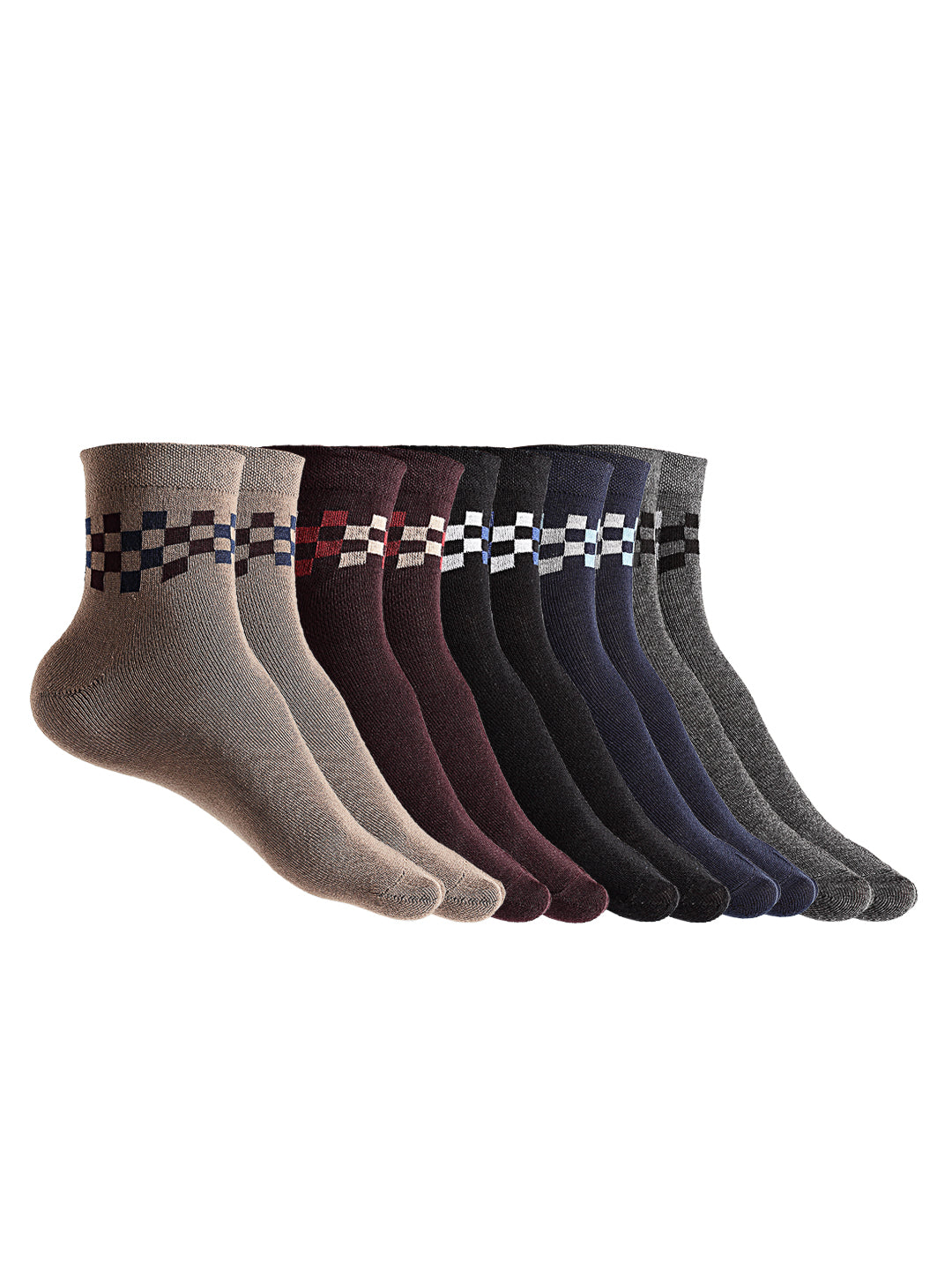 Texlon Men's Ankle Length Cotton Multicolored Socks (Pack of 5 Pairs)