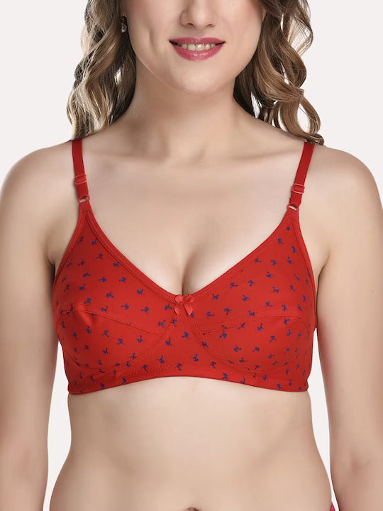 Women Red & Pink Pack Of 3 Floral Cotton Bra