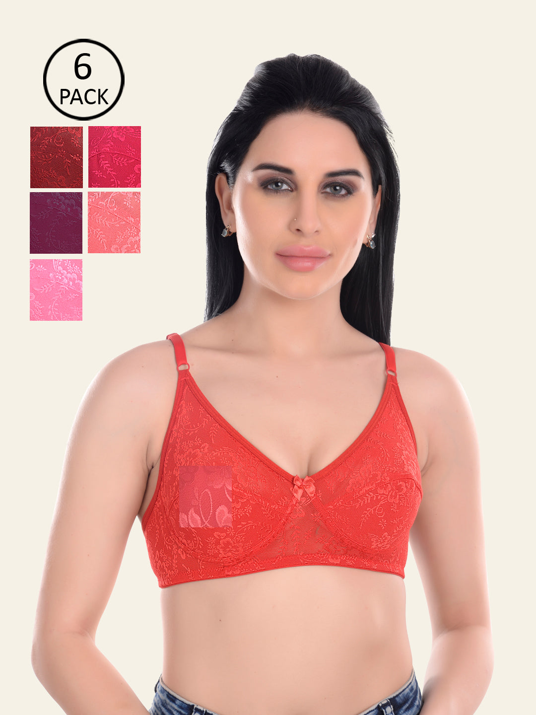Pack of 6 Non Padded Full Coverage Bra