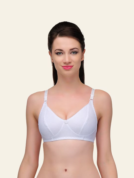 Pack of 3 Non Padded Full Coverage White Bras