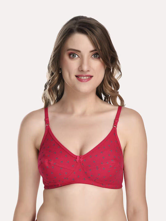 Women Red & Pink Pack Of 3 Floral Cotton Bra