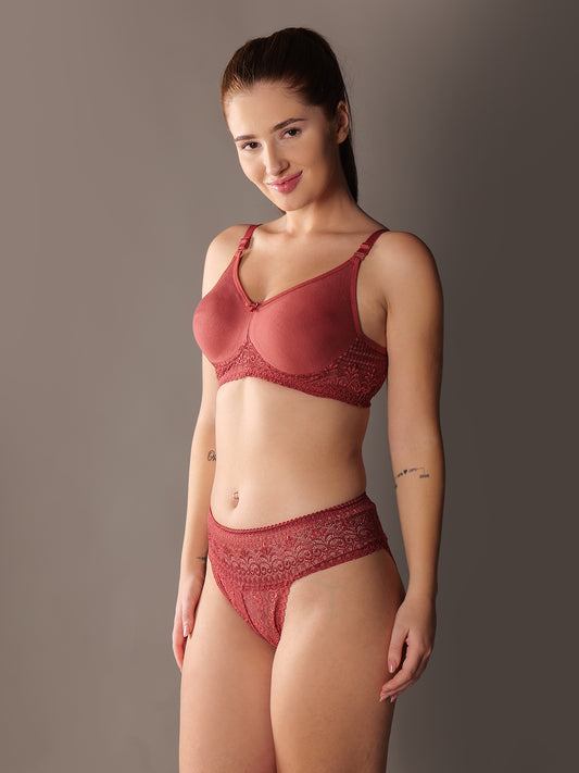 Softskin Pack of 3 Seamless Poly cotton and Lycra lace Lingerie Set