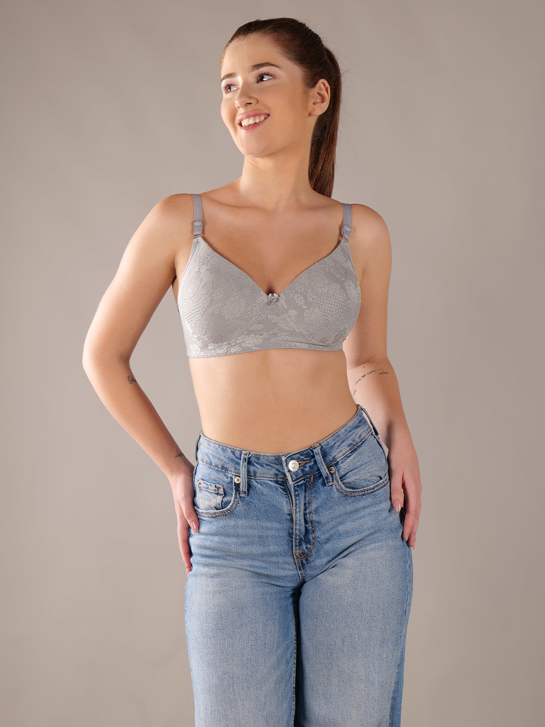 Softskin Pack Of 3 Women's Non-Wired Heavily Padded Nylon Spandex Lace Seamless T-Shirt Bra