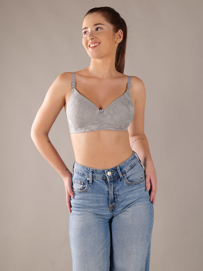 Softskin Pack Of 3 Women's Non-Wired Heavily Padded Nylon Spandex Lace Seamless T-Shirt Bra