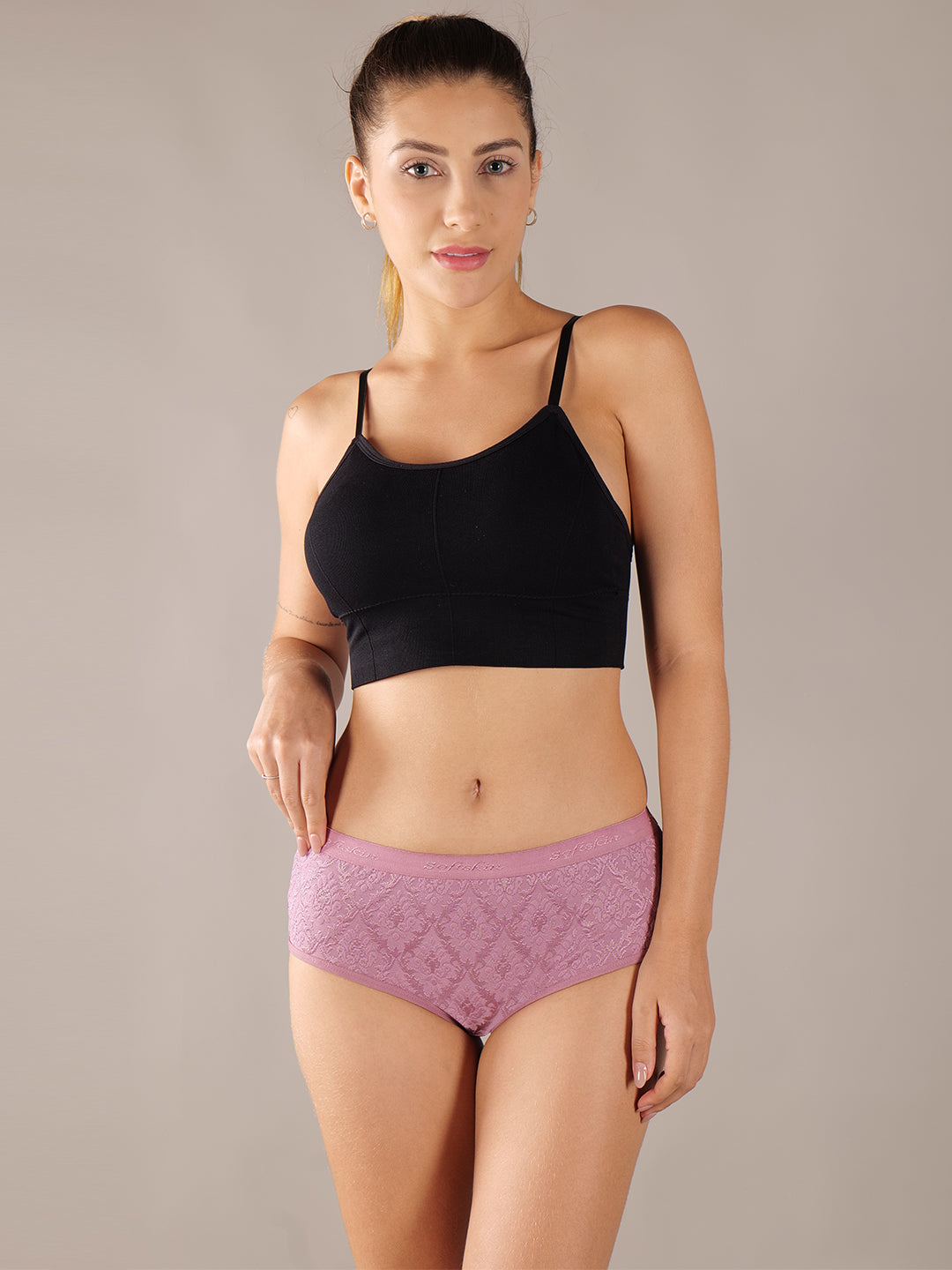 Pack Of 6 Self Design Mid-Rise Seamless Hipster Briefs