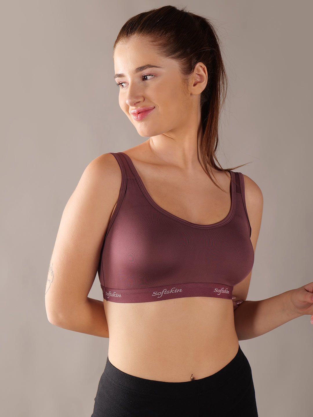 Softskin Pack of 6 Womens Nylon Spandex Non Padded Sports Bra