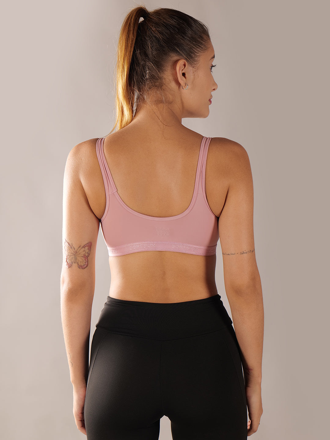 Softskin Pack of 3 Womens Nylon Spandex Padded Sports Bra