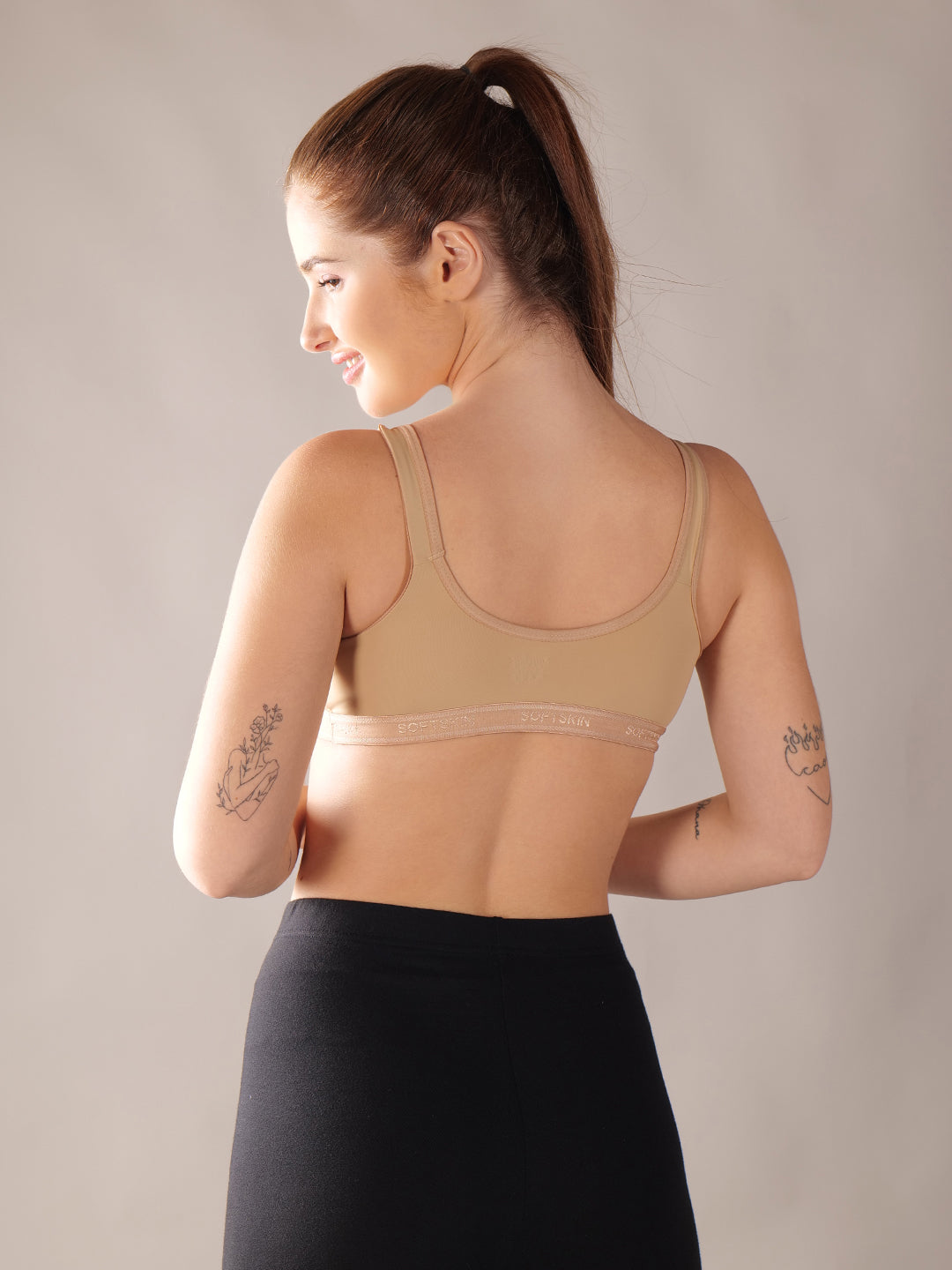 Softskin Pack of 3 Womens Nylon Spandex Padded Sports Bra