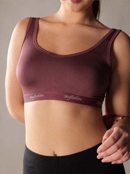 Softskin Pack of 6 Womens Nylon Spandex Non Padded Sports Bra