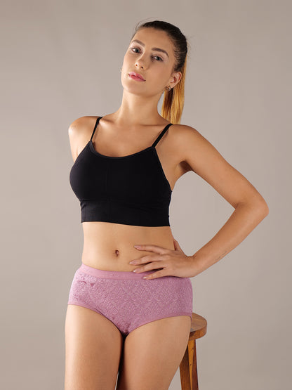 Pack Of 6 Self Design Mid-Rise Seamless Hipster Briefs