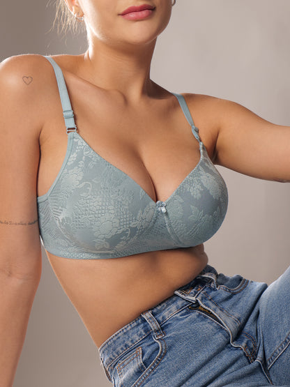 Softskin Pack Of 3 Women's Non-Wired Heavily Padded Nylon Spandex Lace Seamless T-Shirt Bra