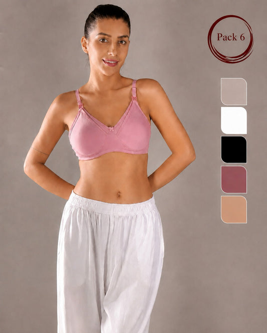 Pack Of 6 Full Coverage Non Padded Everyday Feeding Bra With All Day Comfort