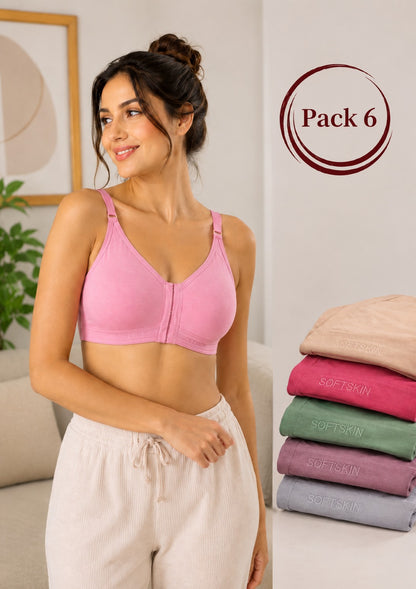 Pack Of 6 Full Coverage Non Padded Everyday Front Open Bra With All Day Comfort