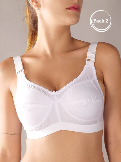 Softskin Women's Cotton T-Shirt Bra-Pack of 2 Wire Free Non Padded