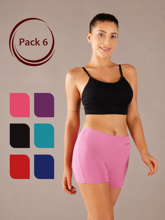 Softskin Women's Cotton blend Boyshorts (Pack of 6)